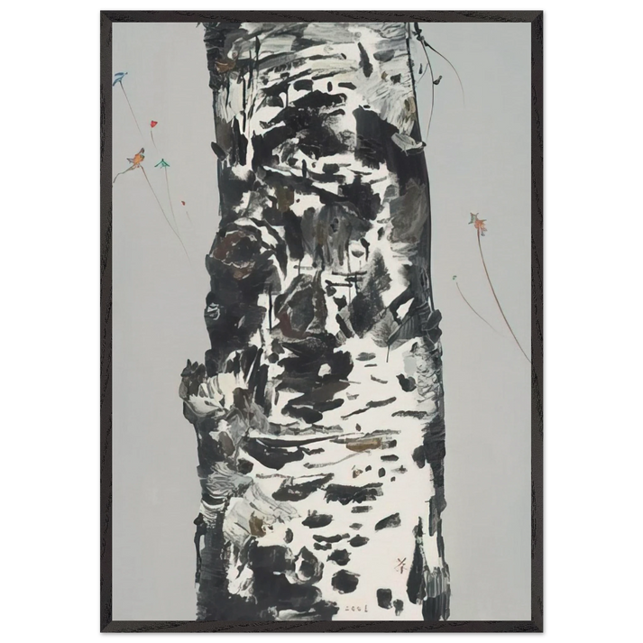 Kites Seen Again - 2003 - Wu Guanzhong 70x100 cm / 28x40 inches Framed Art Print – Black Wooden Frame