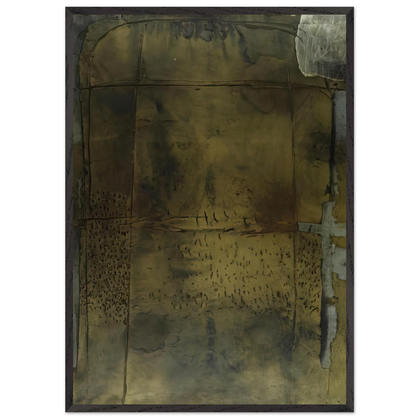 GREY OCHRE 1958 - Antoni Tapies 70x100 cm / 28x40 inches Framed Art Print – Black Wooden Frame