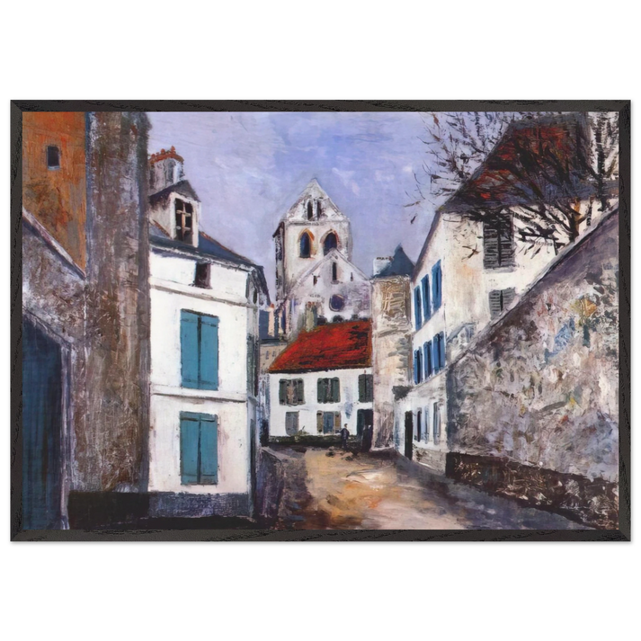 VILLAGE STREET N1 - Maurice Utrillo 70x100 cm / 28x40 inches Framed Art Print – Black Wooden Frame