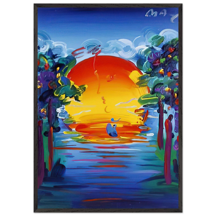 BETTER WORLD 1993 - Peter Max 70x100 cm / 28x40 inches Framed Art Print – Black Wooden Frame