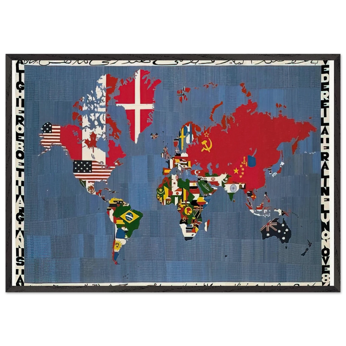 MAPPA 1978 - Alighiero Boetti 70x100 cm / 28x40 inches Framed Art Print – Black Wooden Frame
