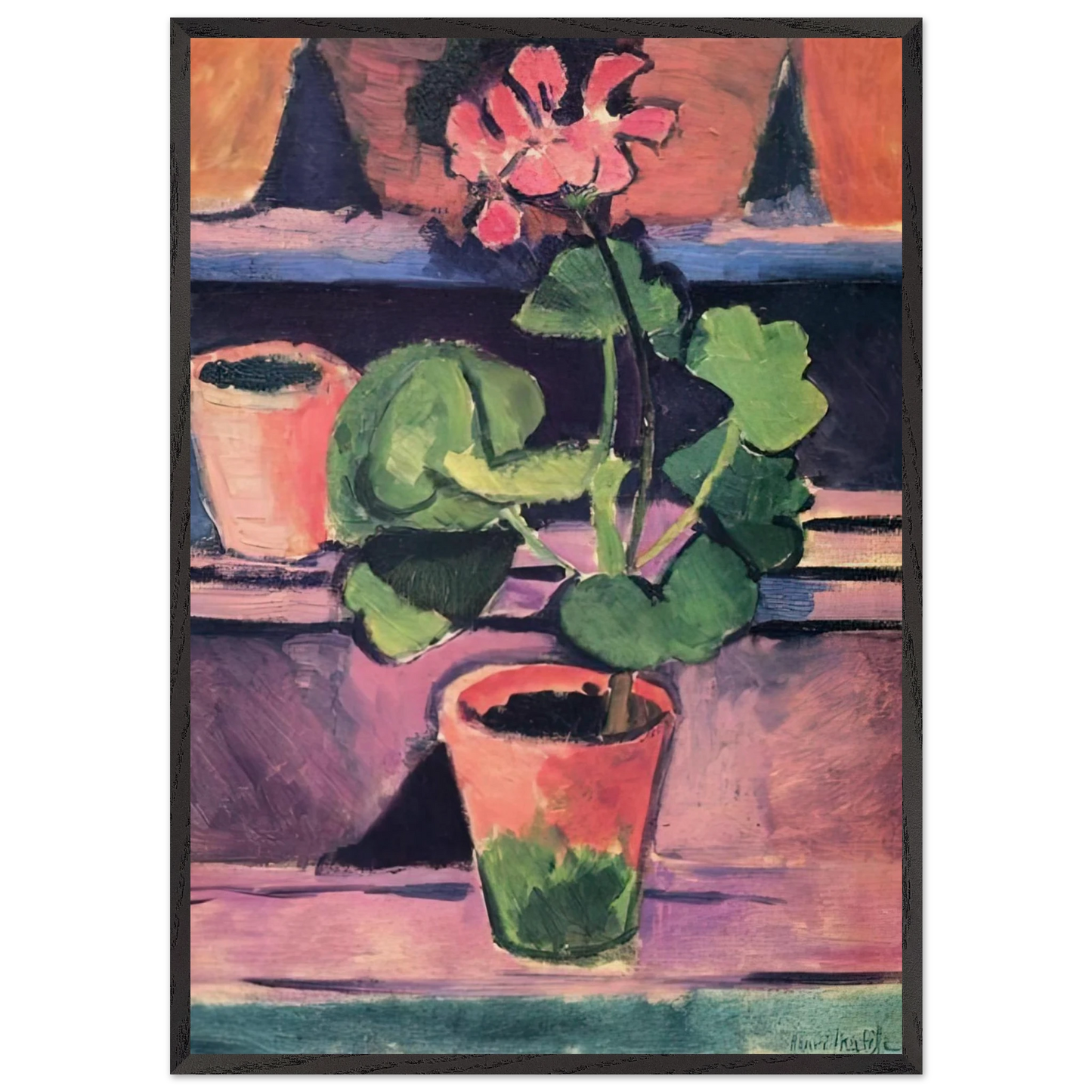 POT OF GERANIUMS 1912 - Henri Matisse 70x100 cm / 28x40 inches Framed Art Print – Black Wooden Frame