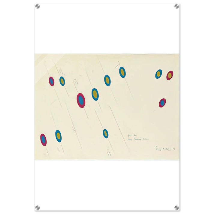 OVAL AXIS CERISE TURQUOISE OCHRE 1970 - Bridget Riley Acrylic Print - 70x100 cm / 28x40″ inches