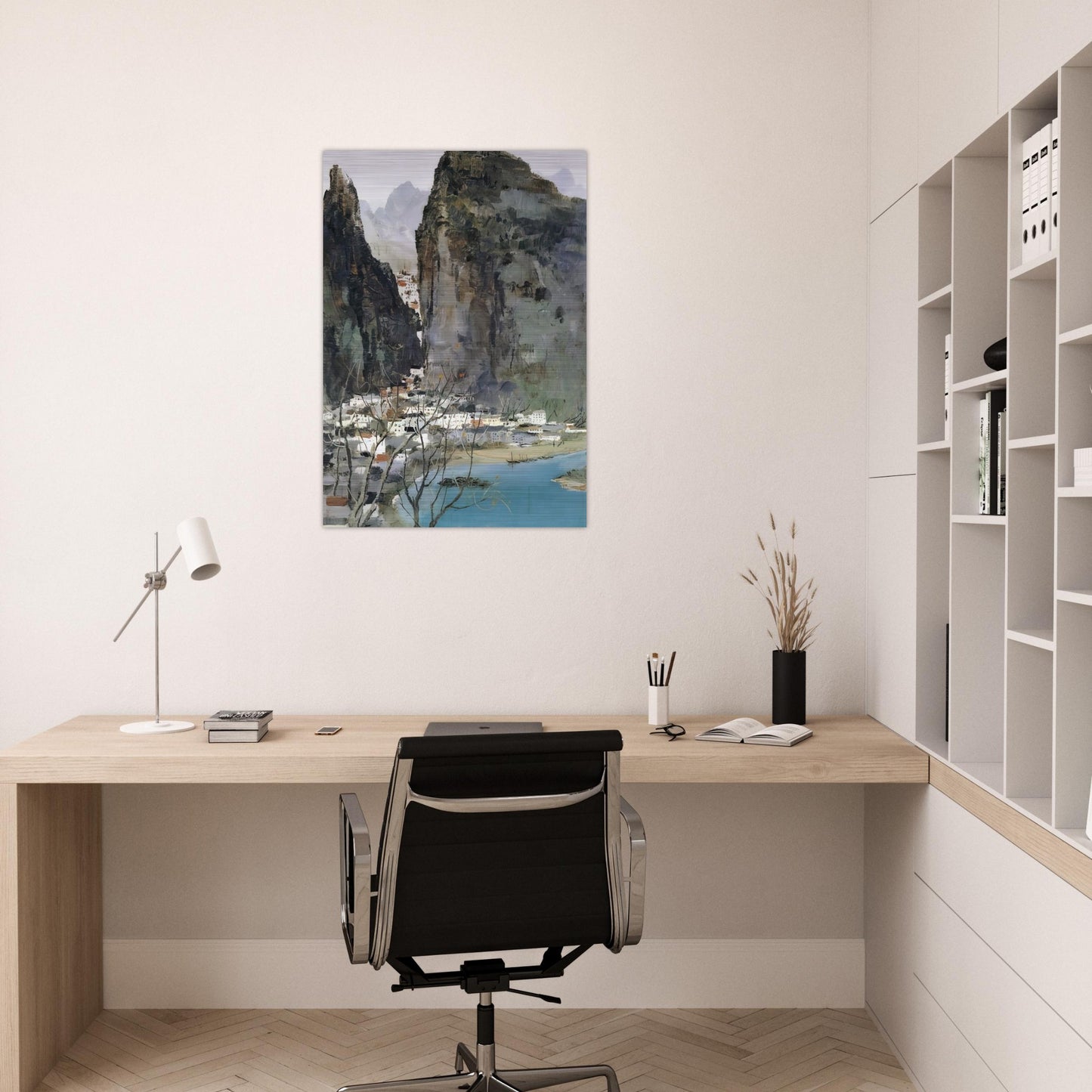 Scenery of Guilin - 1973 - Wu Guanzhong Brushed Aluminum Print - 70x100 cm / 28x40 inches | Wu Guanzhong Aluminum Print | Wu Guanzhong Prints