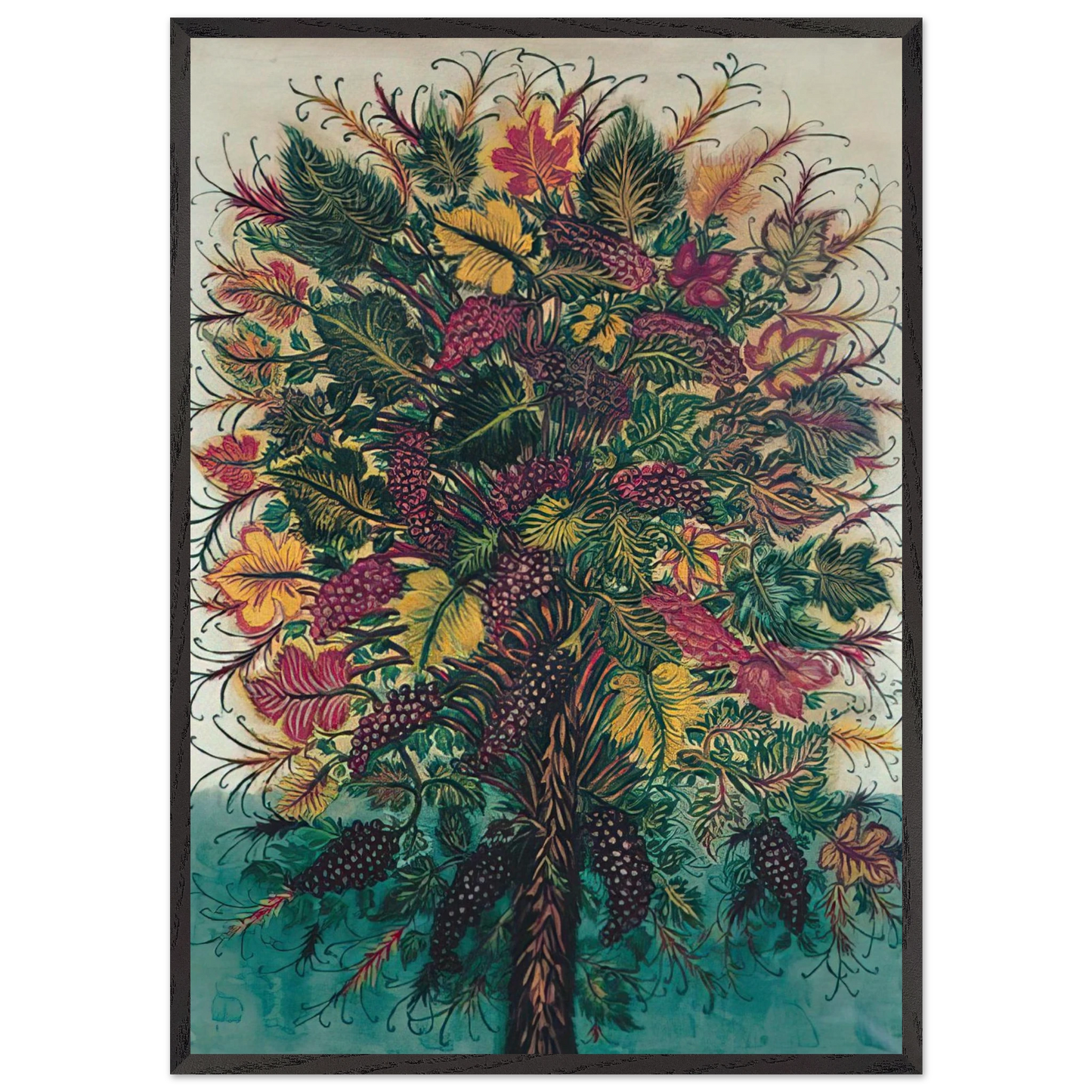 Les Grappes de Raisin - 1930 - Seraphine Louis 70x100 cm / 28x40 inches Framed Art Print – Black Wooden Frame