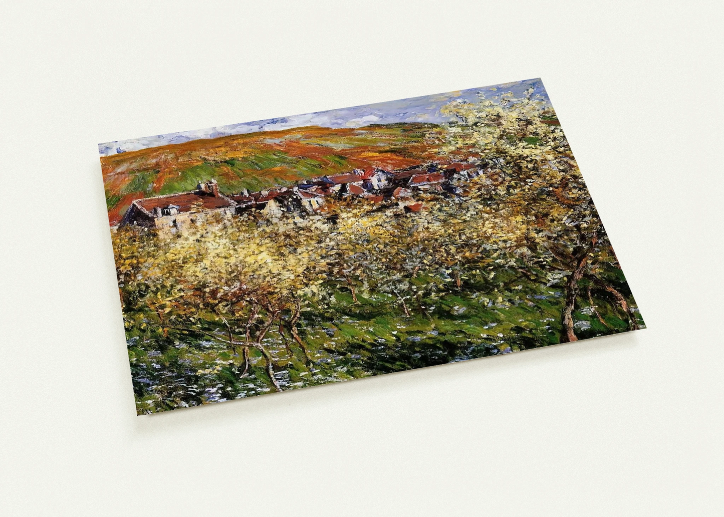 Plum Trees in Blossom at Vetheuil By claude monet Pack of 10 Post Cards | claude monet Post Cards | A6 (10.5 x 14.8 cm) - 4.1 x 5.8 inches