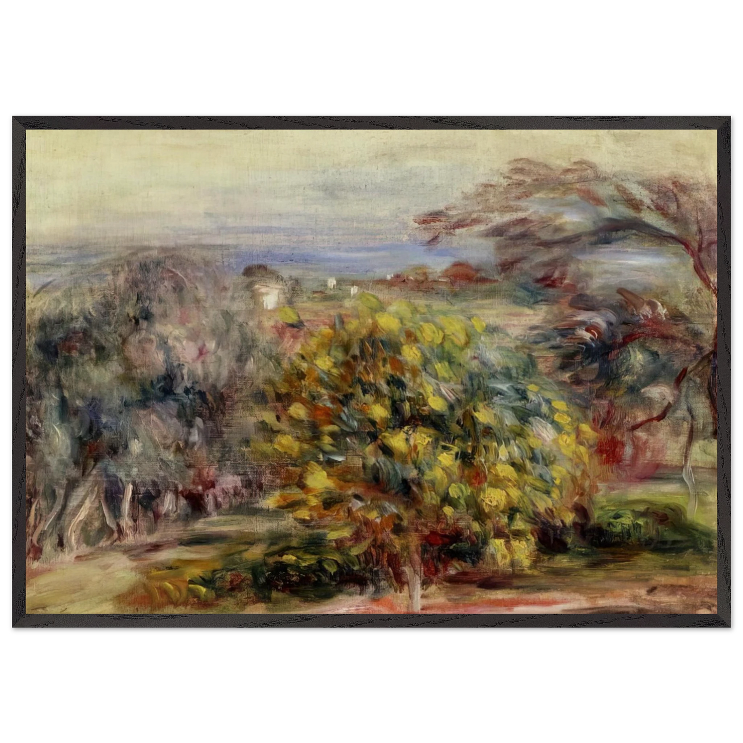 Landscape at Collettes - Pierre-Auguste Renoir 70x100 cm / 28x40 inches Framed Art Print – Black Wooden Frame