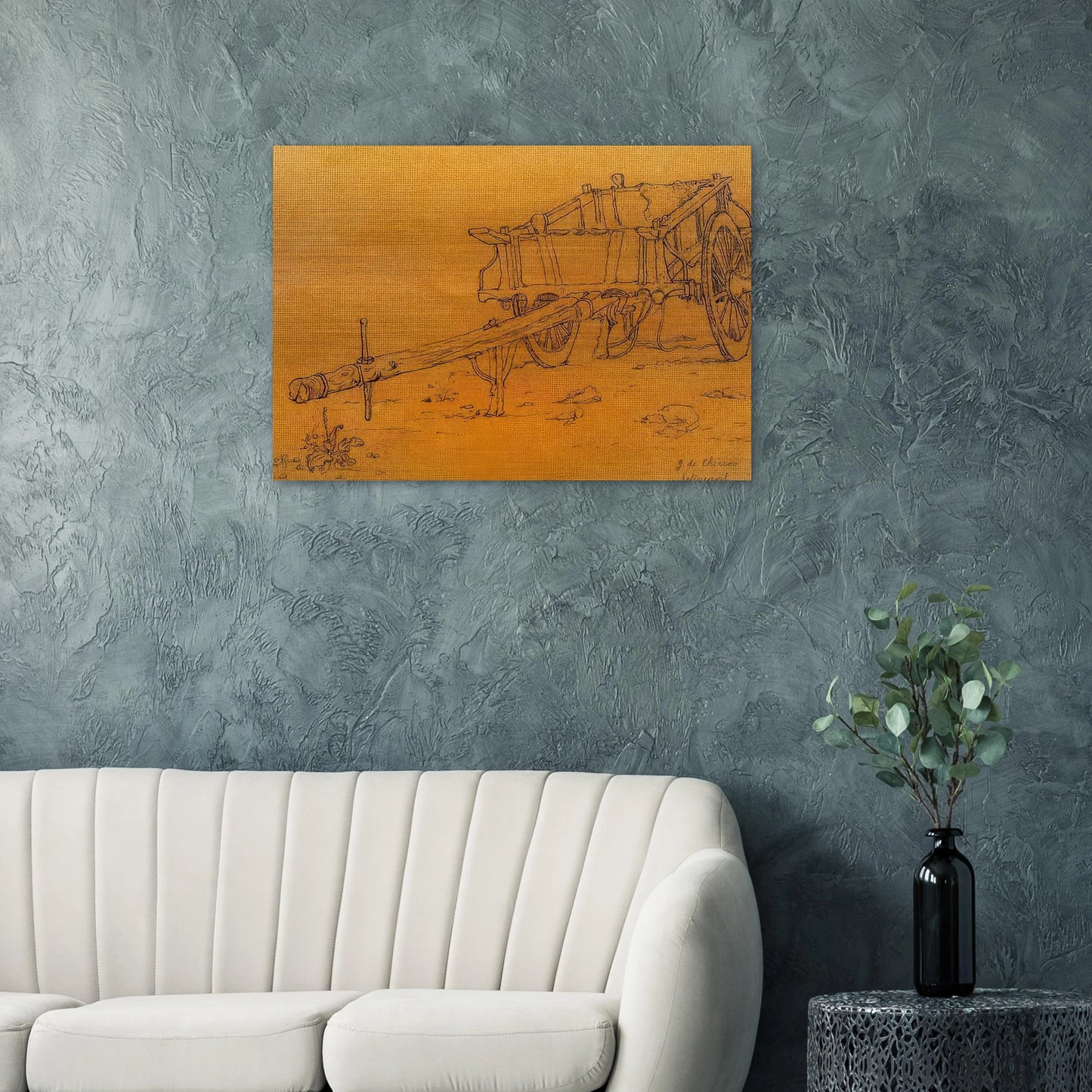 THE CHARIOT - Giorgio de Chirico Brushed Aluminum Print - 70x100 cm / 28x40 inches | Giorgio de Chirico Aluminum Print | Giorgio de Chirico Prints