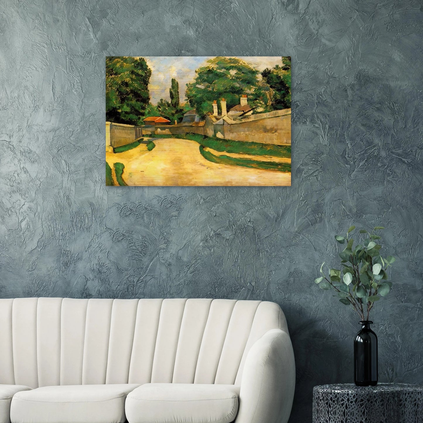 Houses Along a Road - Paul Cézanne Brushed Aluminum Print - 70x100 cm / 28x40 inches | Paul Cézanne Aluminum Print | Paul Cézanne Prints