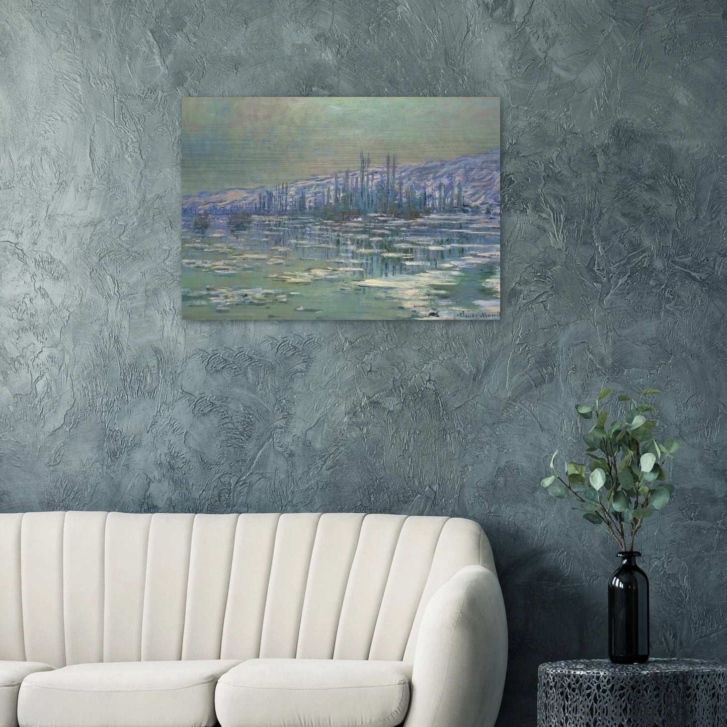 Ice Floes on Siene - claude monet Brushed Aluminum Print - 70x100 cm / 28x40 inches | claude monet Aluminum Print | claude monet Prints