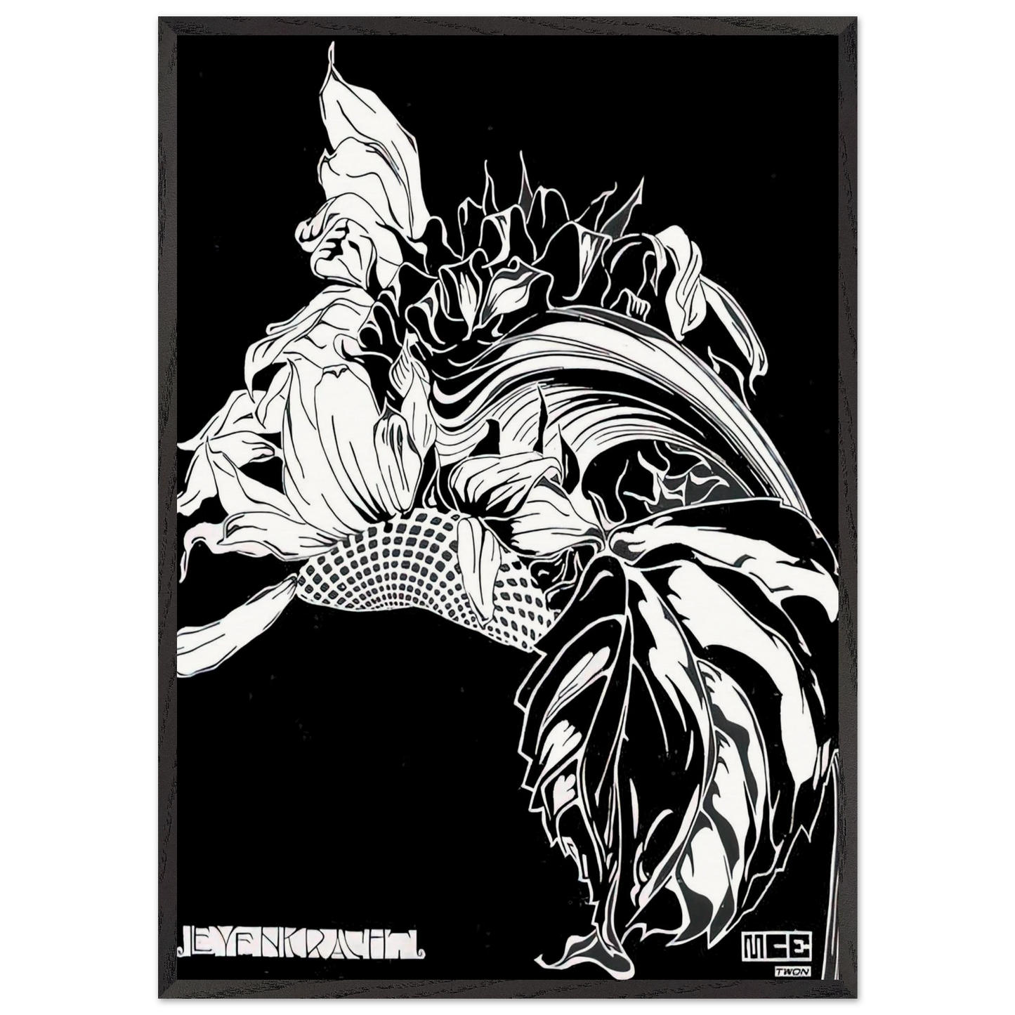 LIFE FORCE - MC Escher 70x100 cm / 28x40 inches Framed Art Print – Black Wooden Frame | Maurits Cornelis Escher Prints