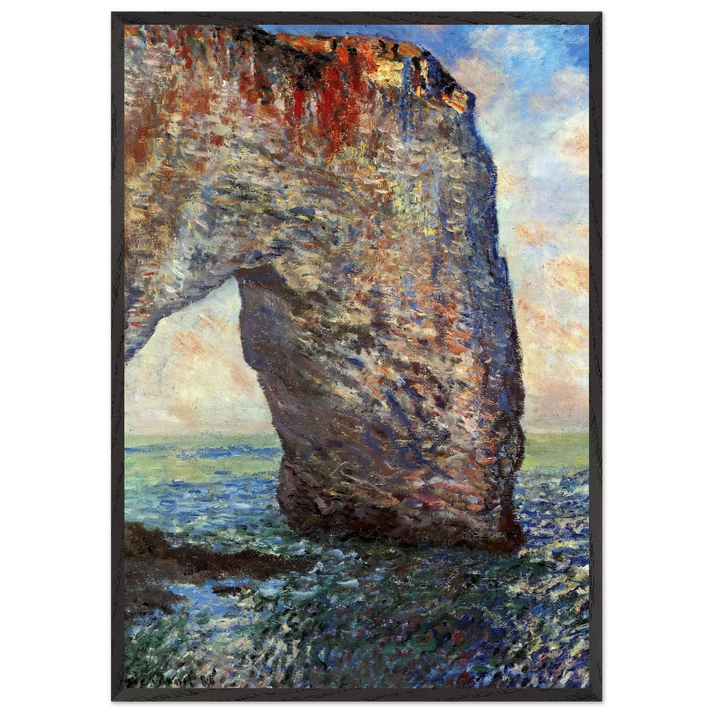 The Mannerport near Etretat - claude monet 70x100 cm / 28x40 inches Framed Art Print – Black Wooden Frame
