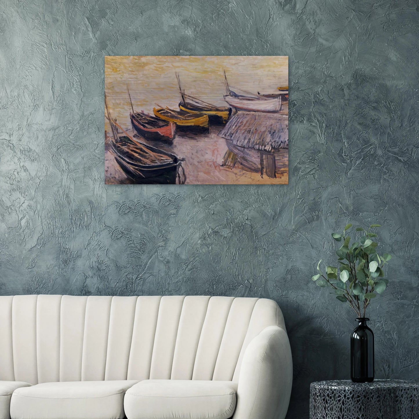 Boats on the Beach - claude monet Brushed Aluminum Print - 70x100 cm / 28x40 inches | claude monet Aluminum Print | claude monet Prints