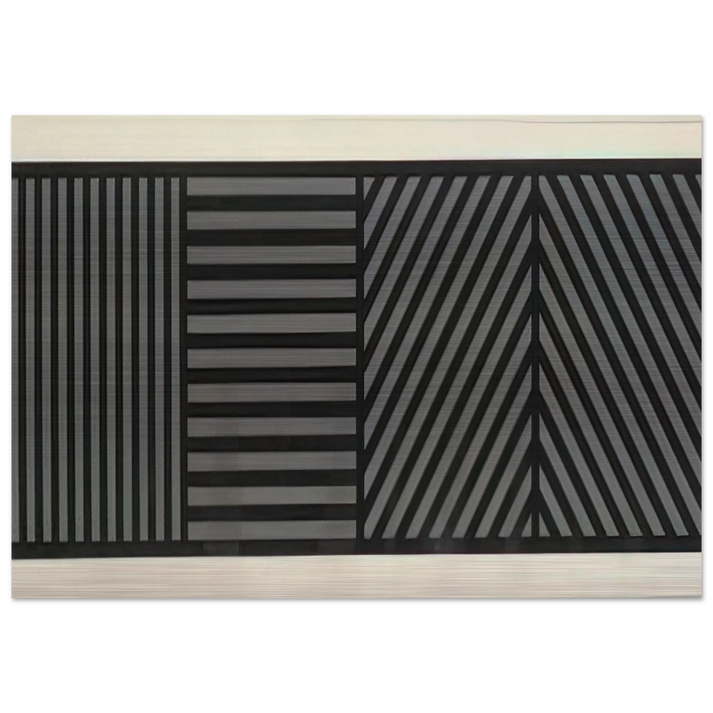 Bands of Lines One Inch Wide in Four Directions in Black and Gray - Sol LeWitt Brushed Aluminum Print - 70x100 cm / 28x40 inches | Sol LeWitt Aluminum Print | Sol LeWitt Prints