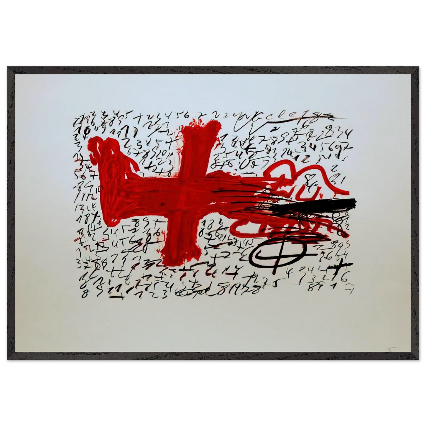 JAMBE ET CHIFFRES 1984 - Antoni Tapies 70x100 cm / 28x40 inches Framed Art Print – Black Wooden Frame