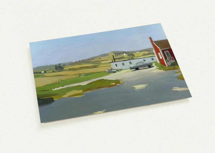 LONG ISLAND LANDSCAPE WITH RED BUILDING 1962 By Fairfield Porter Pack of 10 Post Cards | Fairfield Porter Post Cards | A6 (10.5 x 14.8 cm) - 4.1 x 5.8 inches