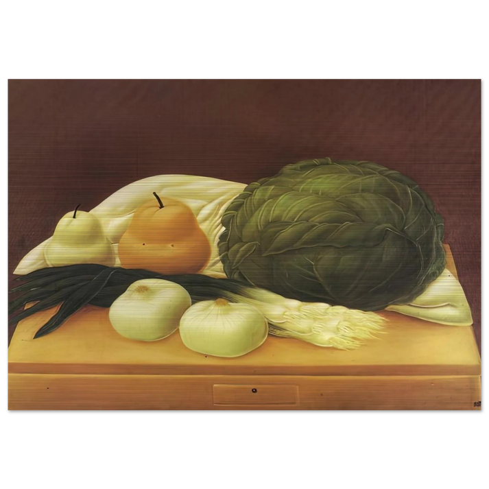 KITCHEN TABLE - Fernando Botero Brushed Aluminum Print - 70x100 cm / 28x40 inches | Fernando Botero Aluminum Print | Fernando Botero Prints
