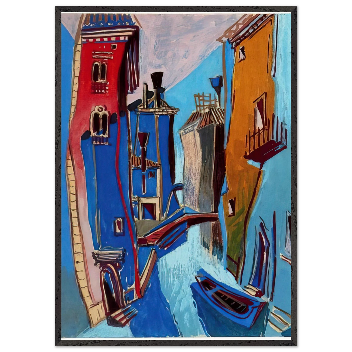VENICE 1948 - Enrico Prampolini 70x100 cm / 28x40 inches Framed Art Print – Black Wooden Frame