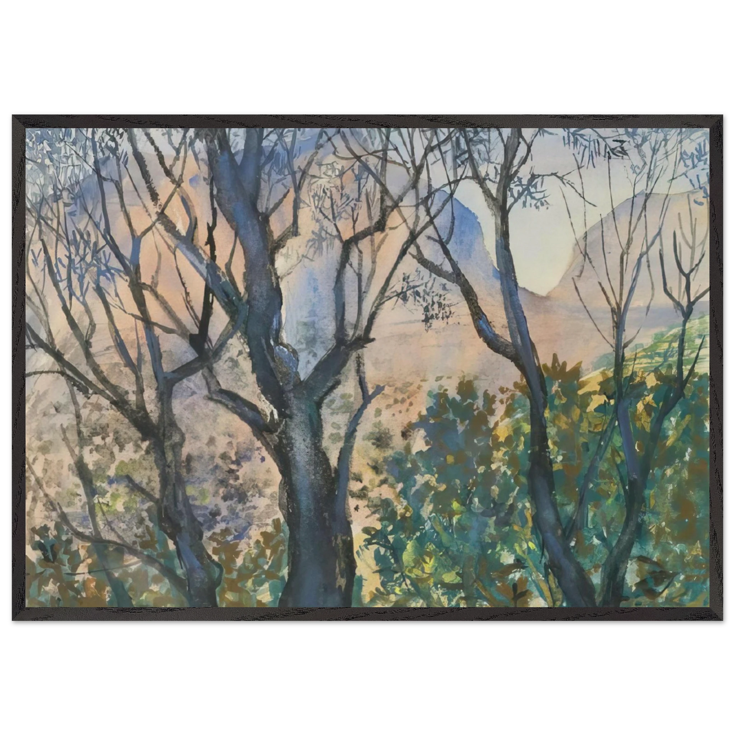 Pink Light - Post-Impressionism - Natalia Goncharova 70x100 cm / 28x40 inches Framed Art Print – Black Wooden Frame