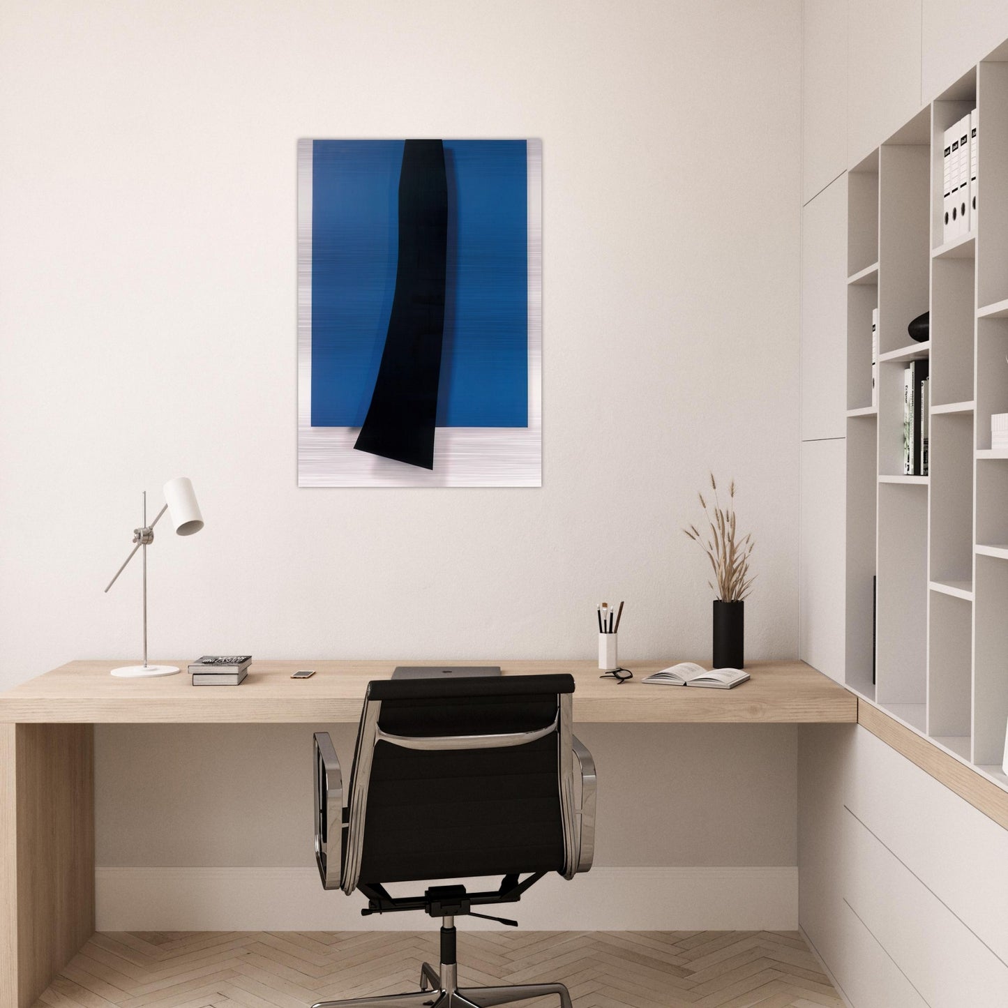Black over Blue - Ellsworth Kelly Brushed Aluminum Print - 70x100 cm / 28x40 inches | Ellsworth Kelly Aluminum Print | Ellsworth Kelly Prints