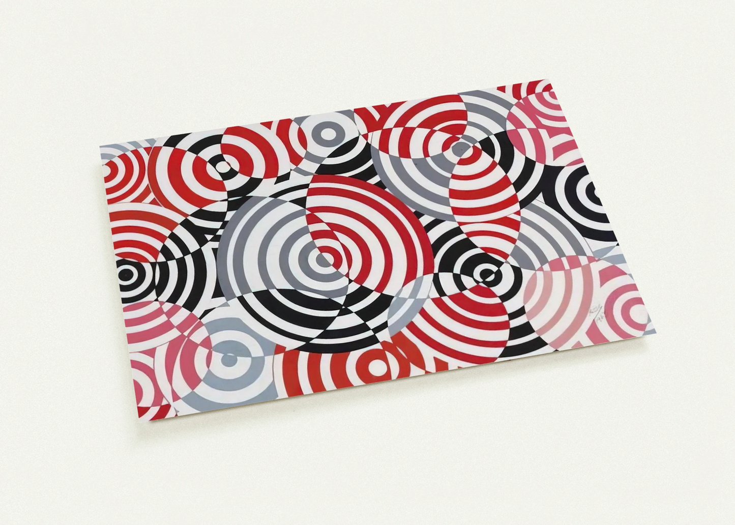 Interférences en rouge et gris No. 640 - 1963 By Antonio Asis Pack of 10 Post Cards | Antonio Asis Post Cards | A6 (10.5 x 14.8 cm) - 4.1 x 5.8 inches