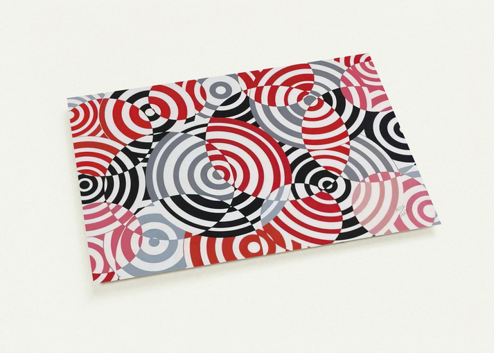 Interférences en rouge et gris No. 640 - 1963 By Antonio Asis Pack of 10 Post Cards | Antonio Asis Post Cards | A6 (10.5 x 14.8 cm) - 4.1 x 5.8 inches