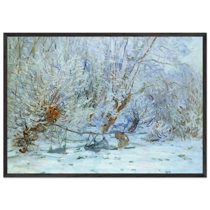 The Frost - claude monet 70x100 cm / 28x40 inches Framed Art Print – Black Wooden Frame