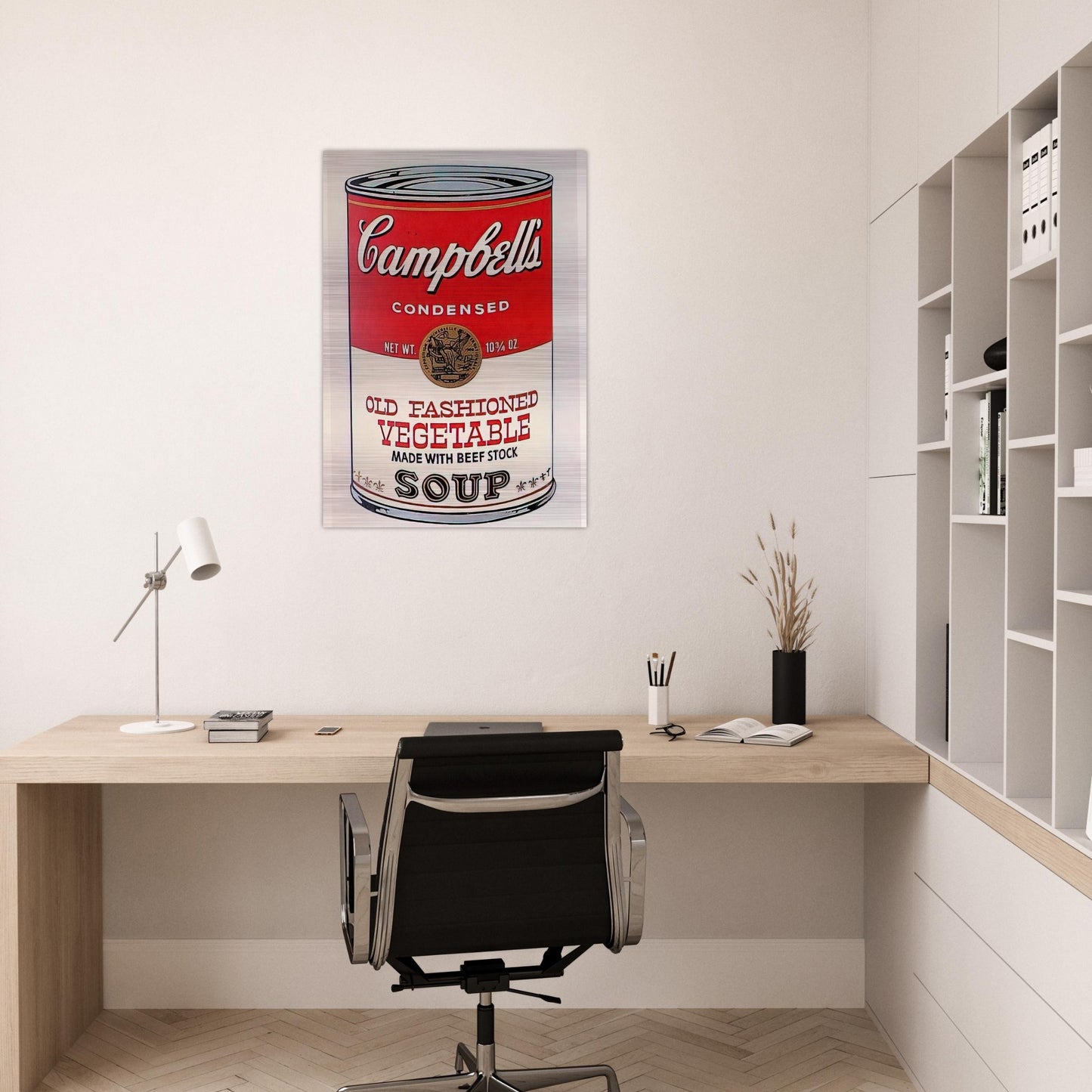 Campbell's Soup Can Old Fashioned Vegetable - Andy Warhol Brushed Aluminum Print - 70x100 cm / 28x40 inches | Andy Warhol Aluminum Print | Andy Warhol Prints