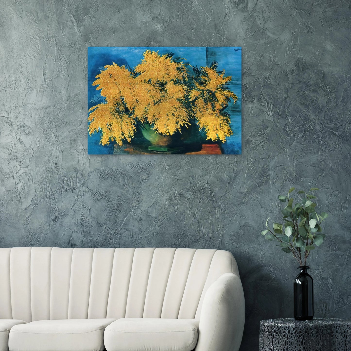 VASE OF MIMOSA 1952 - Moise Kisling Brushed Aluminum Print - 70x100 cm / 28x40 inches | Moise Kisling Aluminum Print | Moise Kisling Prints