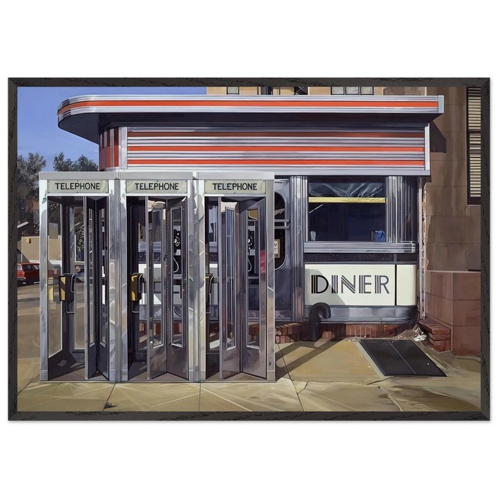 DINER 1971 - Richard Estes 70x100 cm / 28x40 inches Framed Art Print – Black Wooden Frame