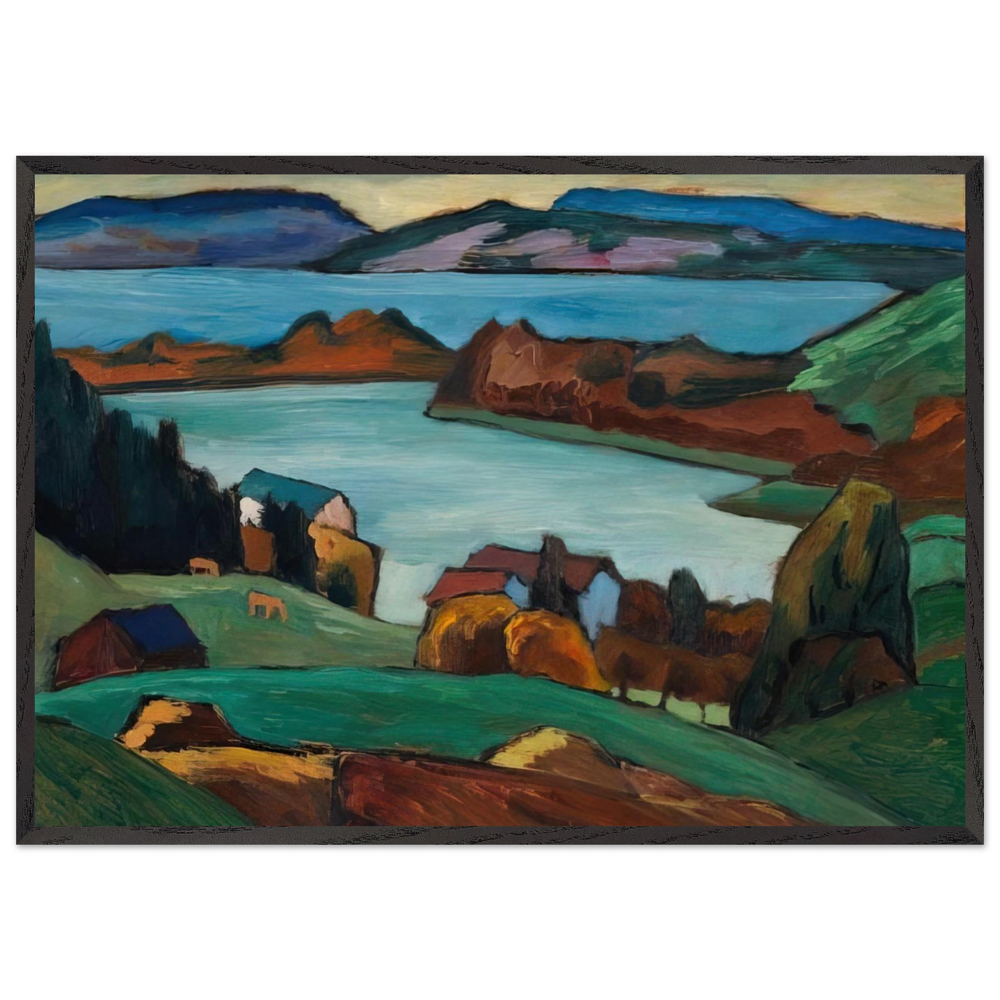 STAFFELSEE 1934 - Gabriele Munter 70x100 cm / 28x40 inches Framed Art Print – Black Wooden Frame