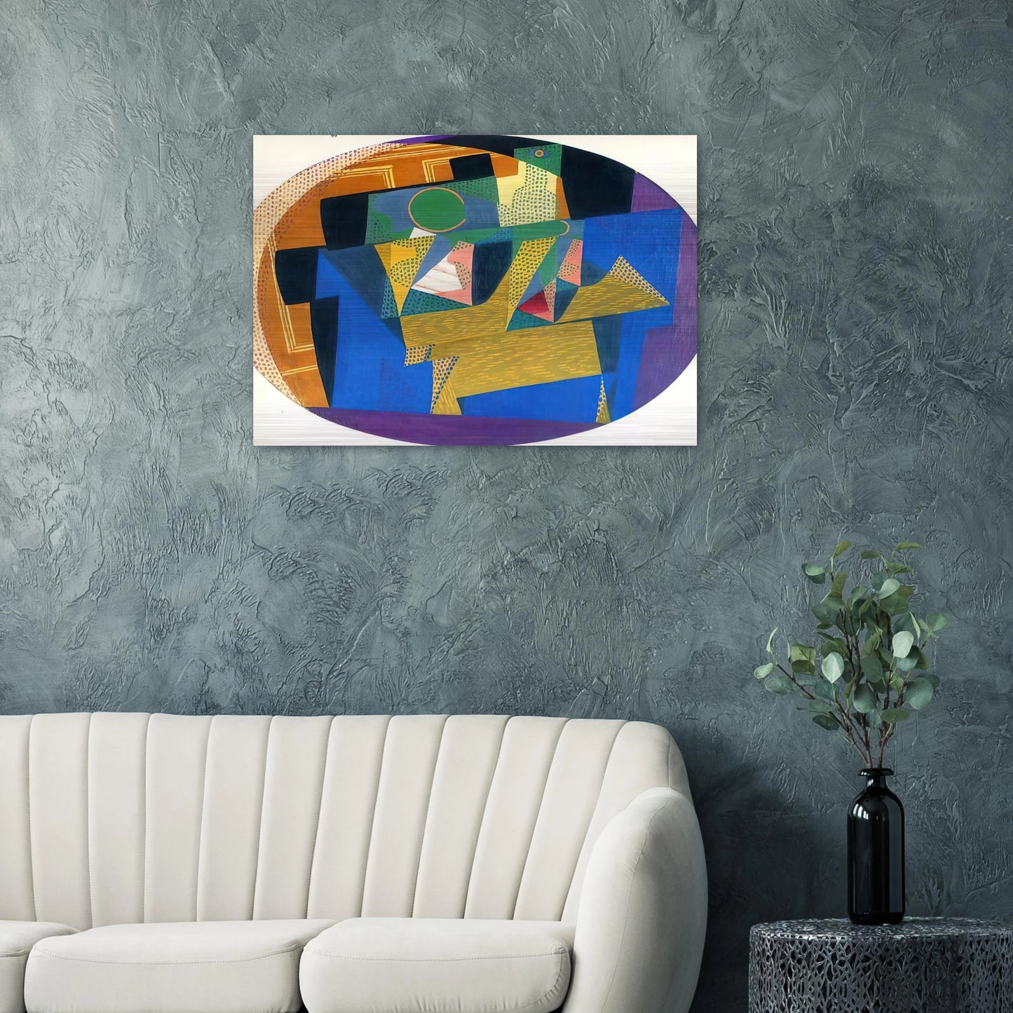 FRUIT BOWL WITH BOTTLE - Juan Gris Brushed Aluminum Print - 70x100 cm / 28x40 inches | Juan Gris Aluminum Print | Juan Gris Prints