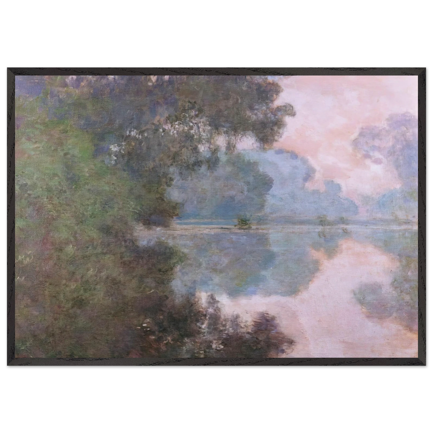 Morning on the Seine near Giverny - claude monet 70x100 cm / 28x40 inches Framed Art Print – Black Wooden Frame