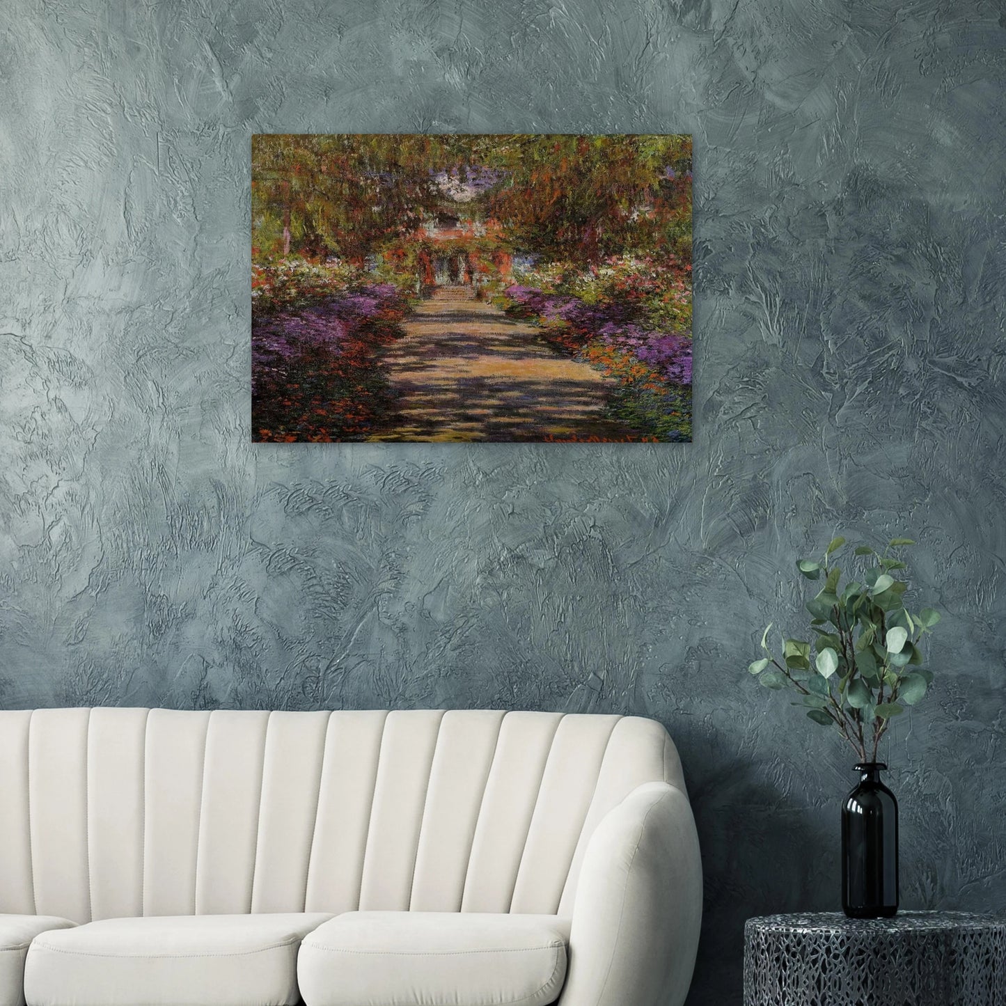 Pathway In Monets Garden At Giverny - claude monet Brushed Aluminum Print - 70x100 cm / 28x40 inches | claude monet Aluminum Print | claude monet Prints