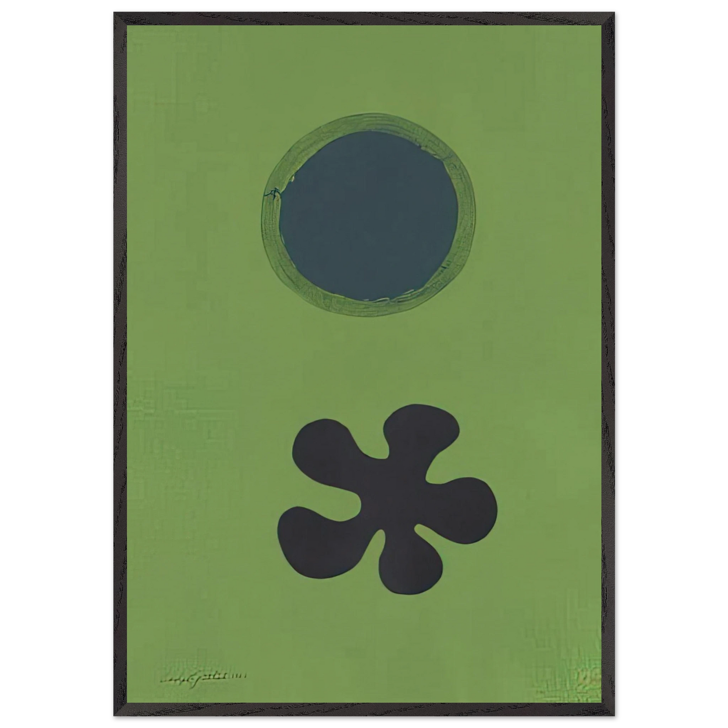 Green Ground--Black Form - 1966 - Adolph Gottlieb 70x100 cm / 28x40 inches Framed Art Print – Black Wooden Frame