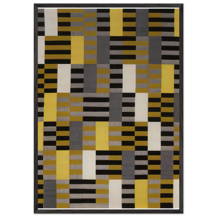 BLACK WHITE YELLOW 1926 - Anni Albers 70x100 cm / 28x40 inches Framed Art Print – Black Wooden Frame