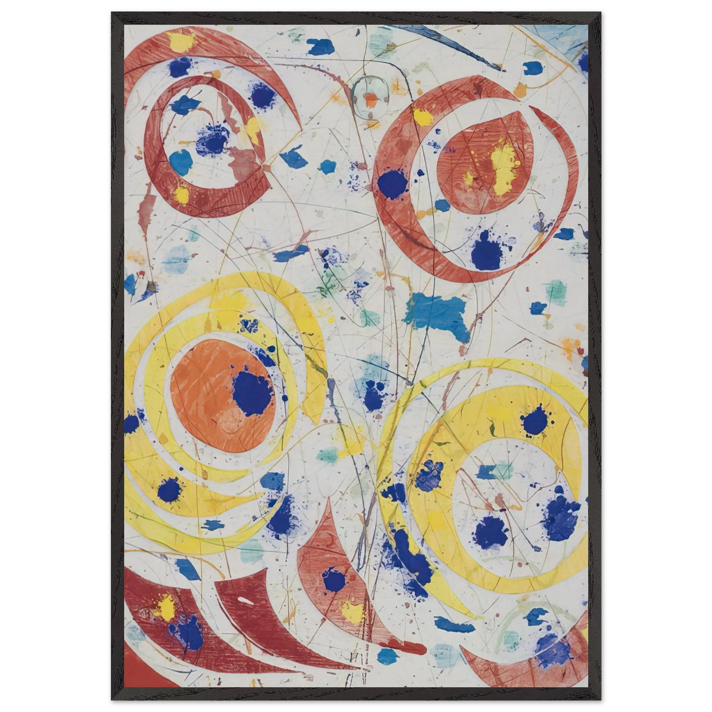 Untitled monotype with woodcut - Sam Francis 70x100 cm / 28x40 inches Framed Art Print – Black Wooden Frame