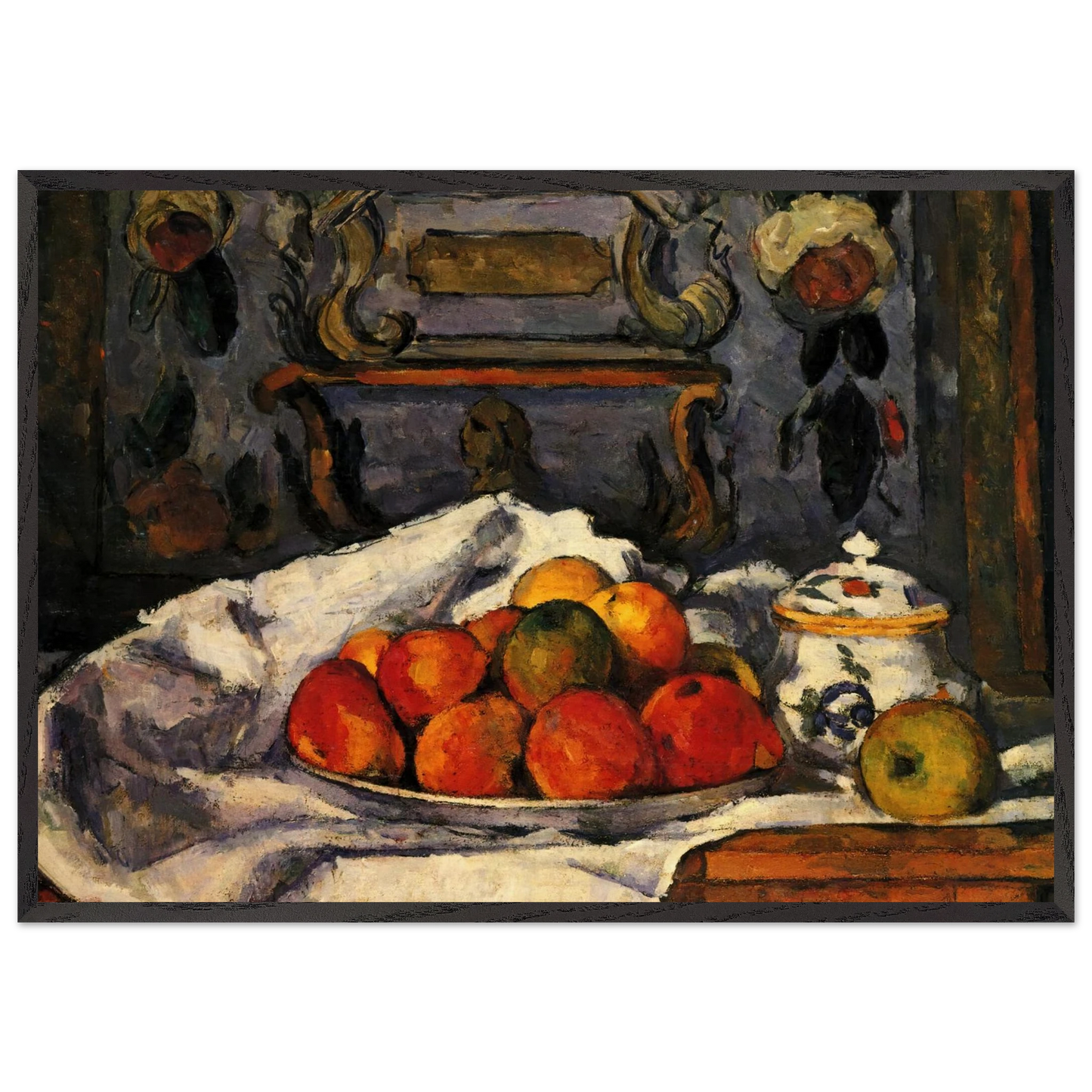 Dish of Apples - Paul Cezanne 70x100 cm / 28x40 inches Framed Art Print – Black Wooden Frame