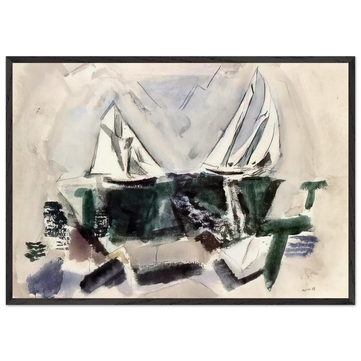 Schooner Yachts Deer Isle Maine - 1928 - John Marin 70x100 cm / 28x40 inches Framed Art Print – Black Wooden Frame