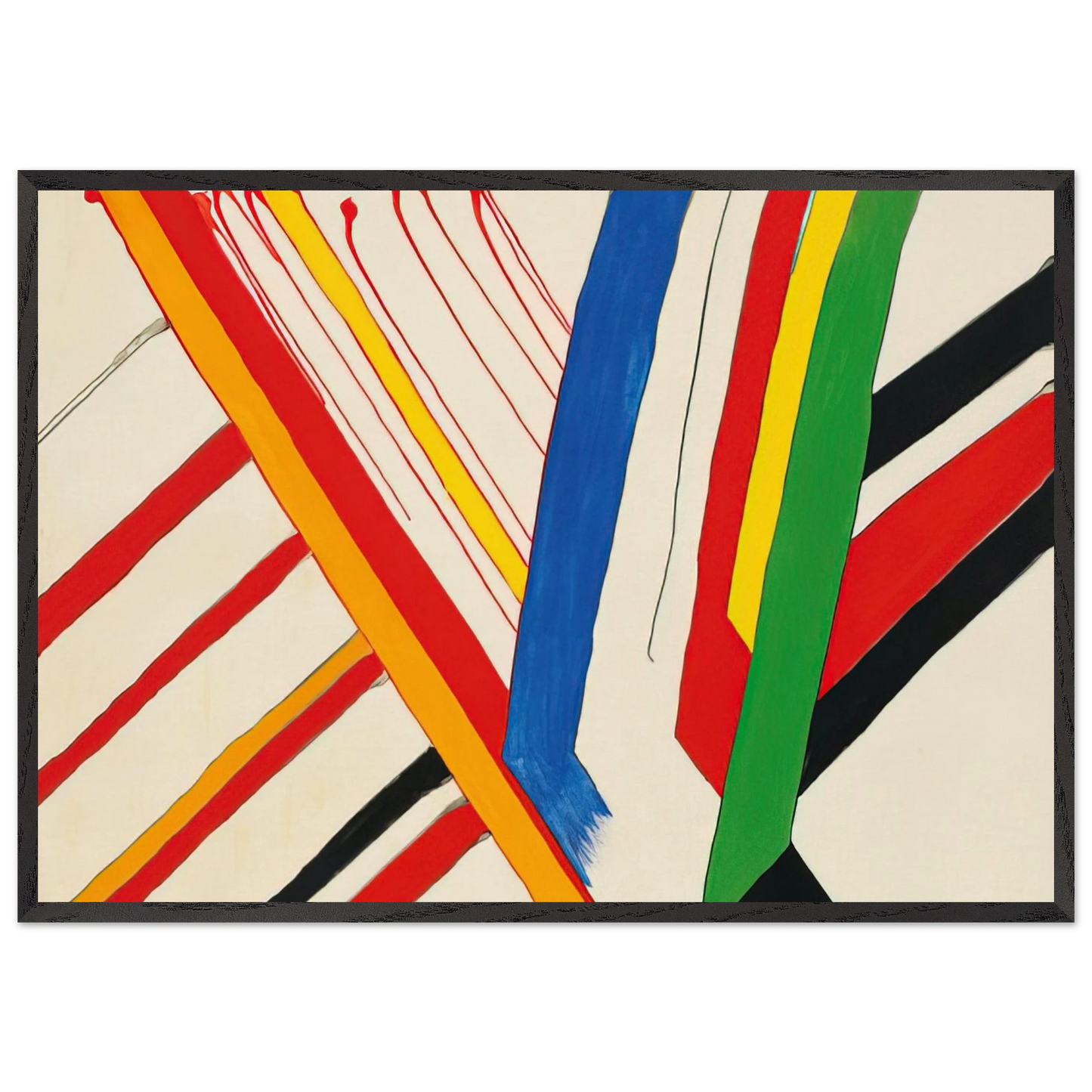 THE GREEN STRIPE 1963 - Alexander Calder 70x100 cm / 28x40 inches Framed Art Print – Black Wooden Frame