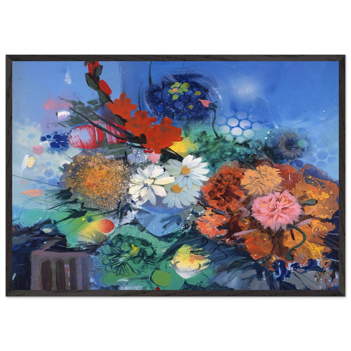 Flowers No 2 - 1974 - Gebre Kristos Desta 70x100 cm / 28x40 inches Framed Art Print – Black Wooden Frame