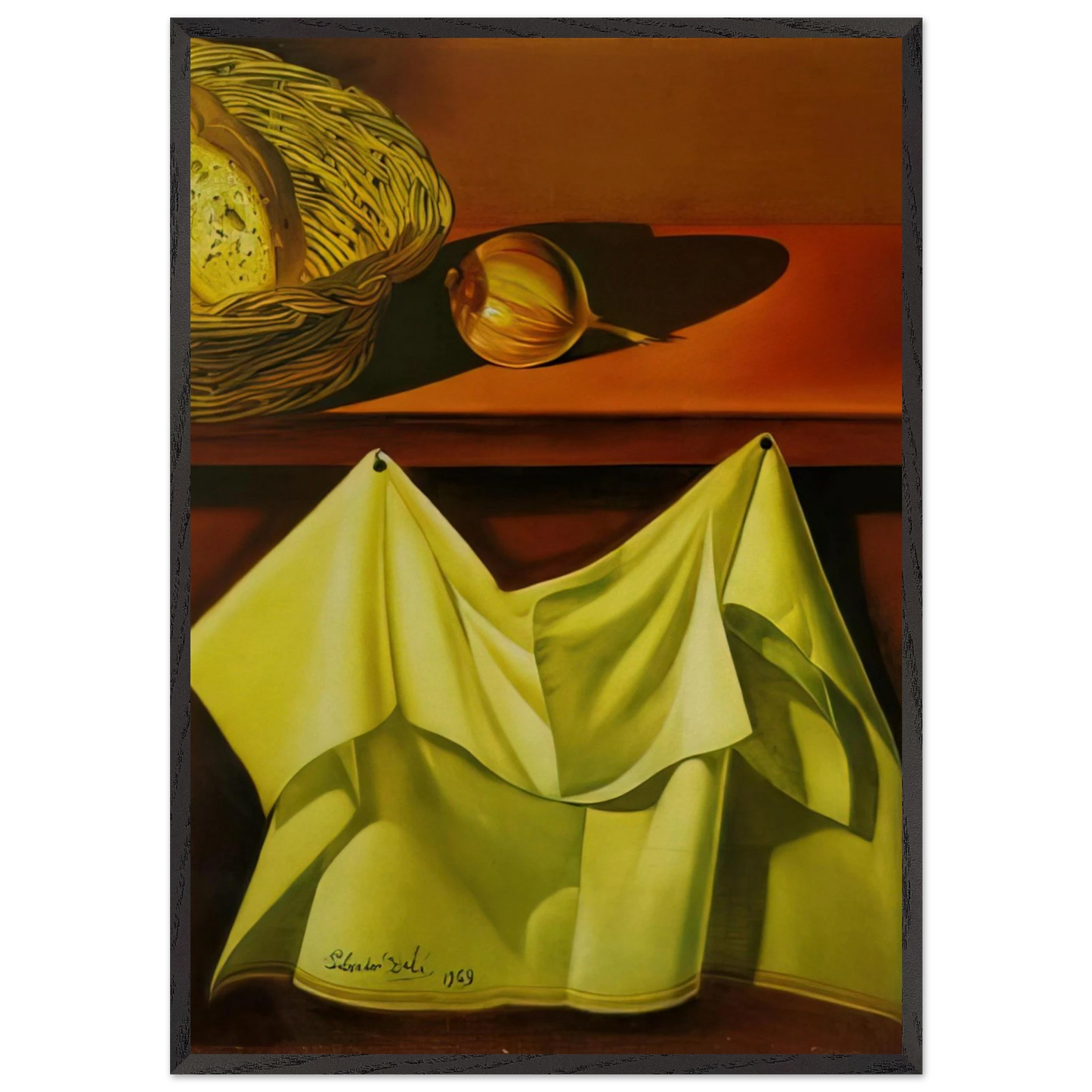 UNTITLED STILL LIFE WITH WHITE CLOTH - Salvador Dali 70x100 cm / 28x40 inches Framed Art Print – Black Wooden Frame