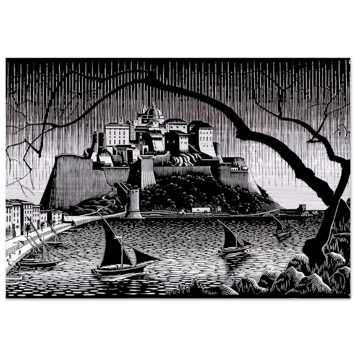 CITADEL OF CALVI CORSICA - MC Escher Brushed Aluminum Print - 70x100 cm / 28x40 inches | MC Escher Aluminum Print | MC Escher Prints