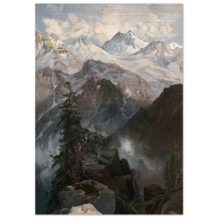 Summit of the Sierras Nevada - Thomas Moran Brushed Aluminum Print - 70x100 cm / 28x40 inches | Thomas Moran Aluminum Print | Thomas Moran Prints
