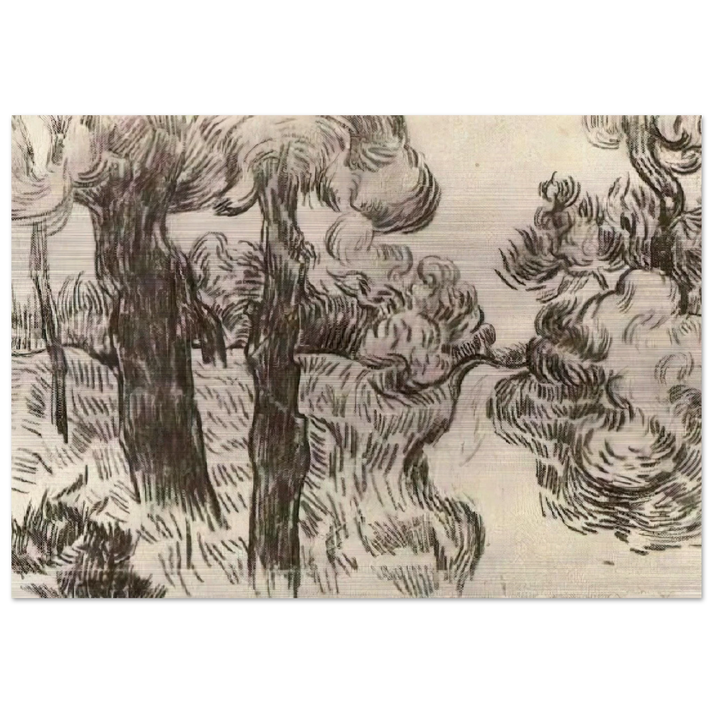 Path between Pine Trees - Vincent van Gogh Brushed Aluminum Print - 70x100 cm / 28x40 inches | Vincent van Gogh Aluminum Print | Vincent van Gogh Prints