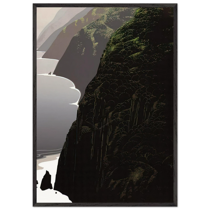Big Sur Coastline - Eyvind Earle 70x100 cm / 28x40 inches Framed Art Print – Black Wooden Frame