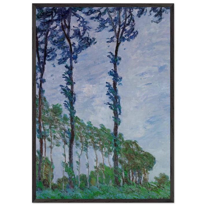 Poplars Wind Effect - claude monet 70x100 cm / 28x40 inches Framed Art Print – Black Wooden Frame