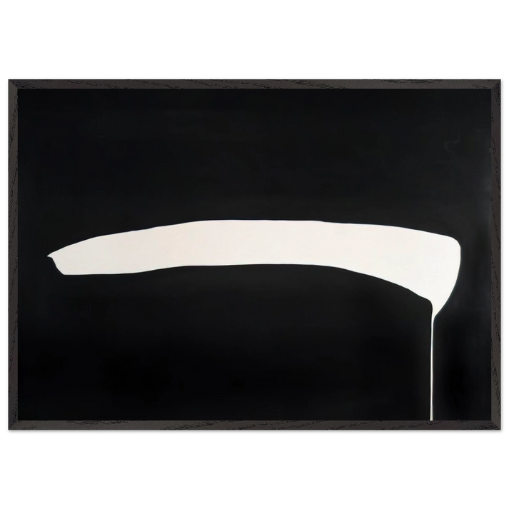 White Line on Black - 1968 - Jiro Yoshihara 70x100 cm / 28x40 inches Framed Art Print – Black Wooden Frame