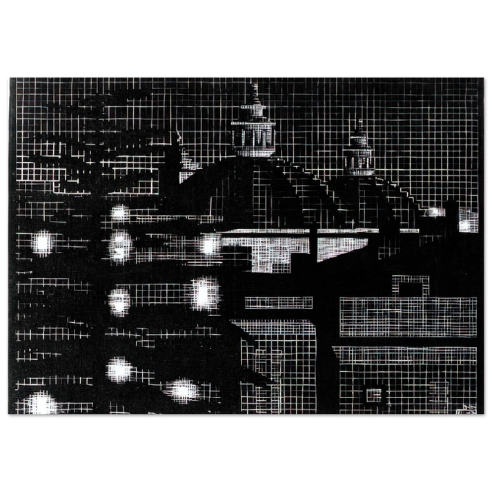 MC Escher - NOCTURNAL ROME 5 Wall Art - 60x80 cm / 24x32 inches - Premium Wooden Framed Poster With Fine Art Paper-canvas - Black frame