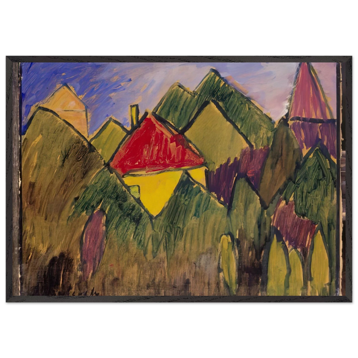 ROTE GIEBEL ROTE D CHER 1910 - Alexej von Jawlensky 70x100 cm / 28x40 inches Framed Art Print – Black Wooden Frame